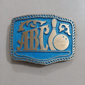 ABC Bowling Mobile vintage belt buckle – front view