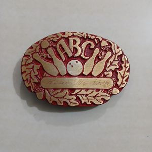 ABC Bowling Reno vintage belt buckle – front view