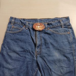 ABC Bowling Reno vintage belt buckle – worn on belt with jeans