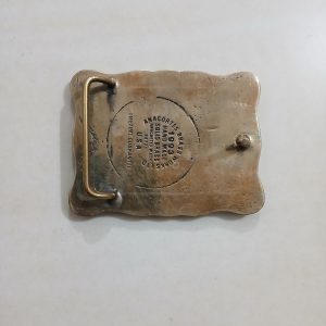 Advanced Constructors Safety Comes First vintage belt buckle – back view