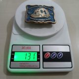 Advanced Constructors Safety Comes First vintage belt buckle – on scale showing weight