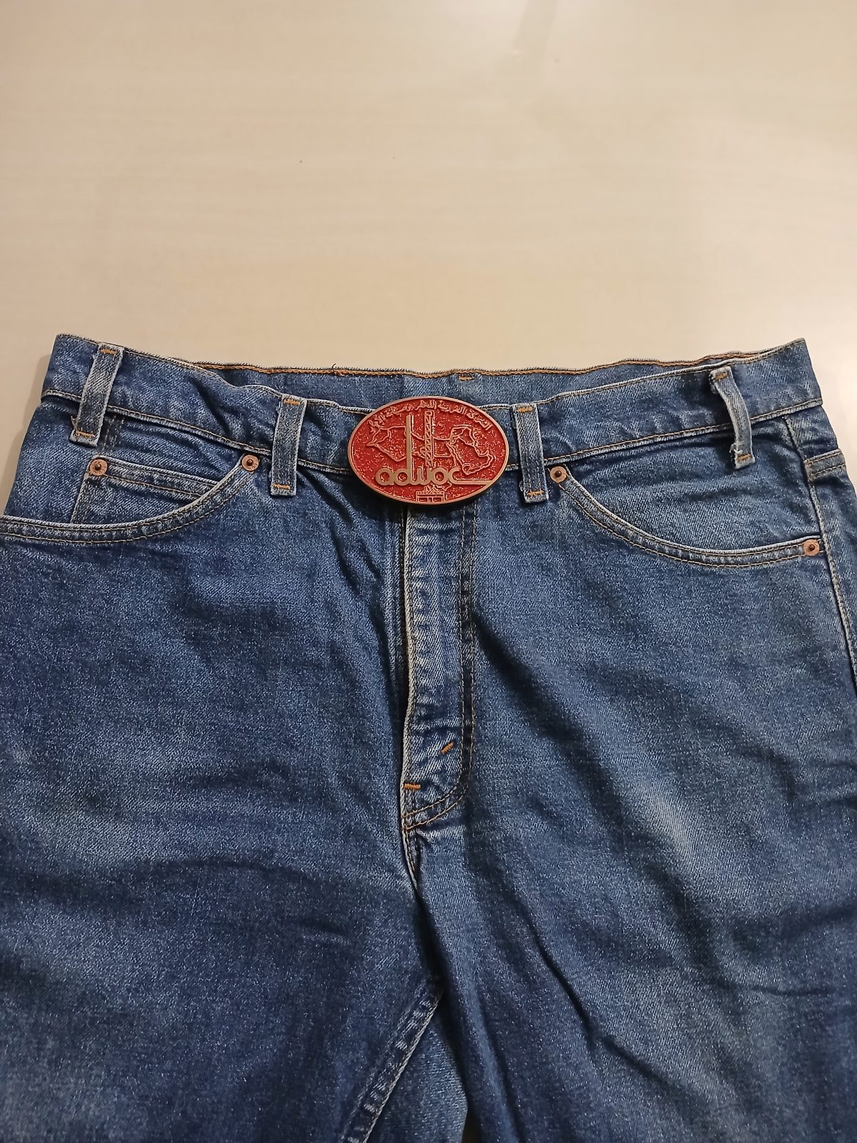 ADWOC Vintage Belt Buckle – Worn on belt with jeans ADWOC vintage belt buckle – worn on belt with jeans