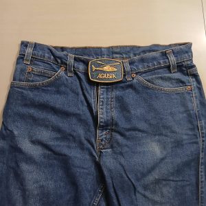 Agusta Helicopter vintage belt buckle – worn on belt with jeans
