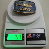 Agusta Helicopter vintage belt buckle – on scale showing weight