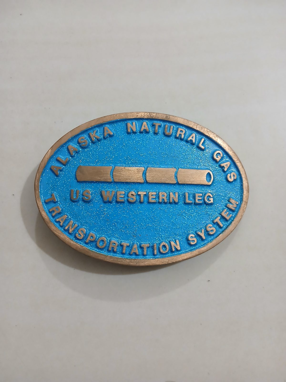 Alaska Natural Gas US Western Leg Vintage Belt Buckle – Front view Alaska Natural Gas US Western Leg vintage belt buckle – front view