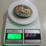 Allflex vintage belt buckle – on scale showing weight