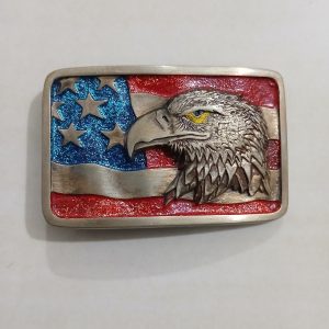 American Flag Eagle vintage belt buckle – front view