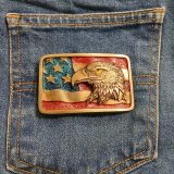 American Flag Eagle vintage belt buckle – on jeans back pocket