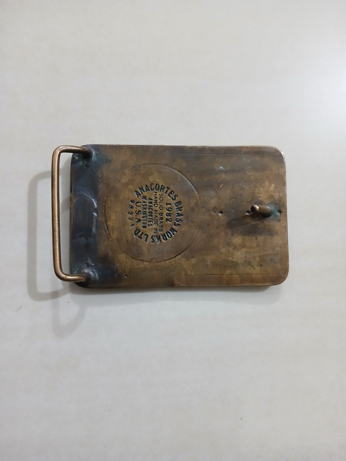 AMF Tuboscope Vintage Belt Buckle – Back view AMF Tuboscope vintage belt buckle – back view
