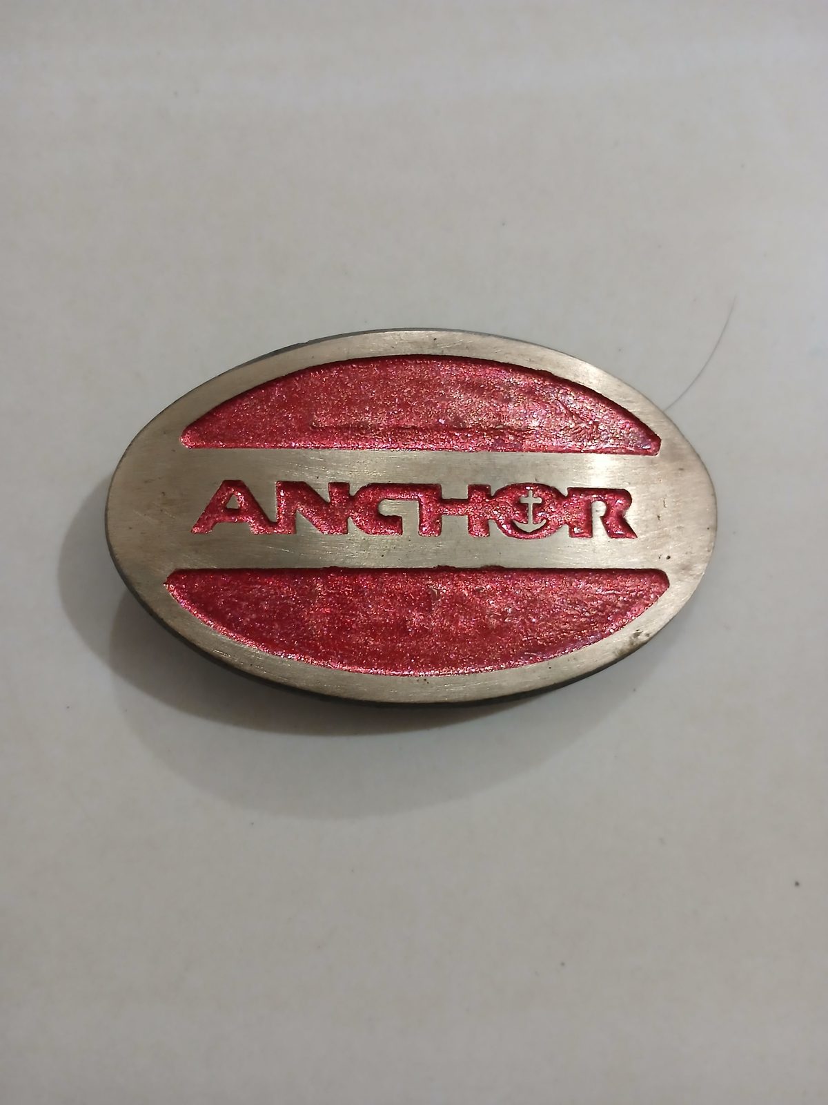 Anchor Hocking Vintage Belt Buckle – Front view Anchor Hocking vintage belt buckle – front view