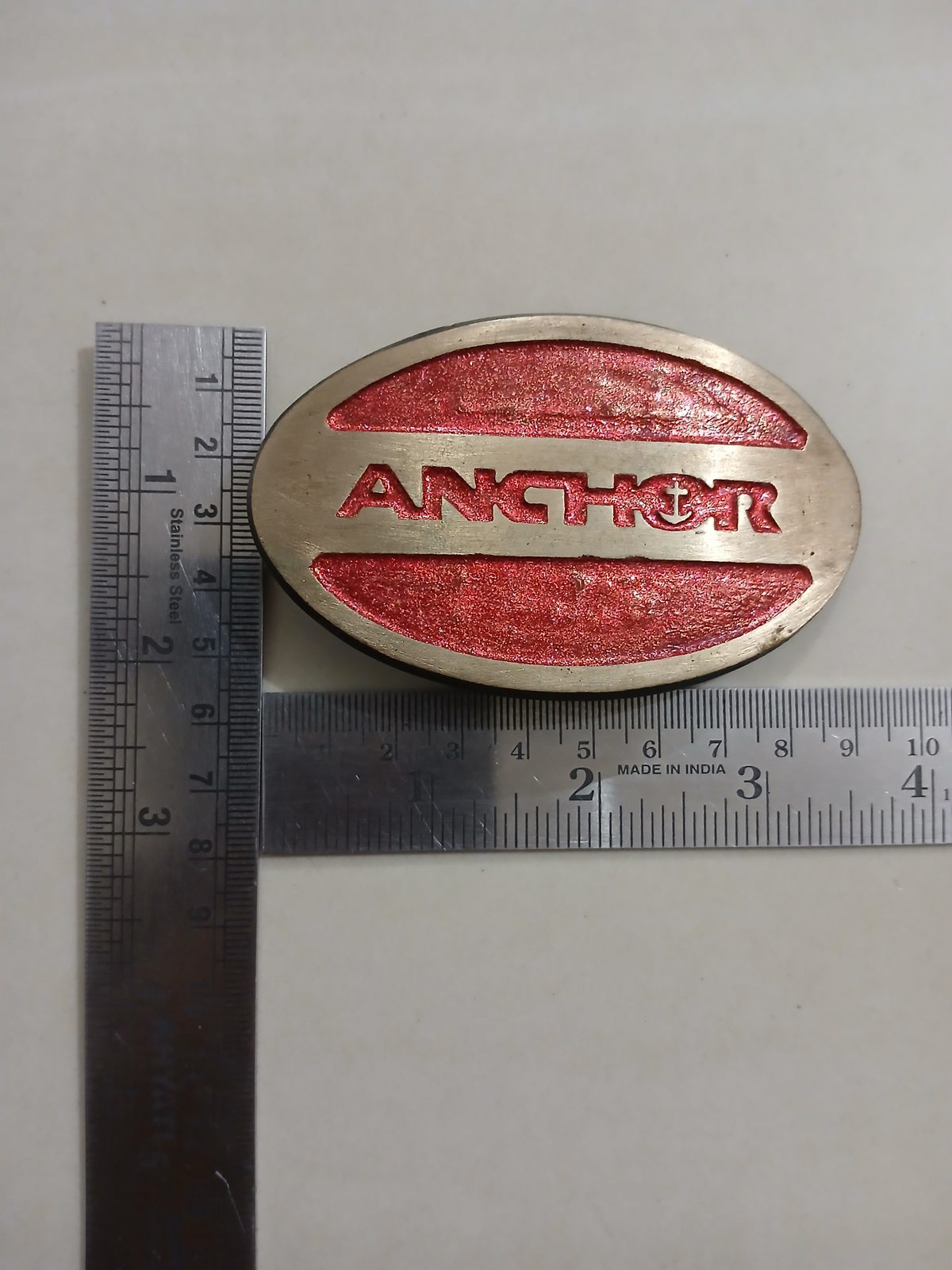 Anchor Hocking Vintage Belt Buckle – With ruler for size Anchor Hocking vintage belt buckle – with ruler for size