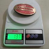 Anchor Hocking vintage belt buckle – on scale showing weight
