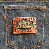 Antique Engine Collectors vintage belt buckle – on jeans back pocket