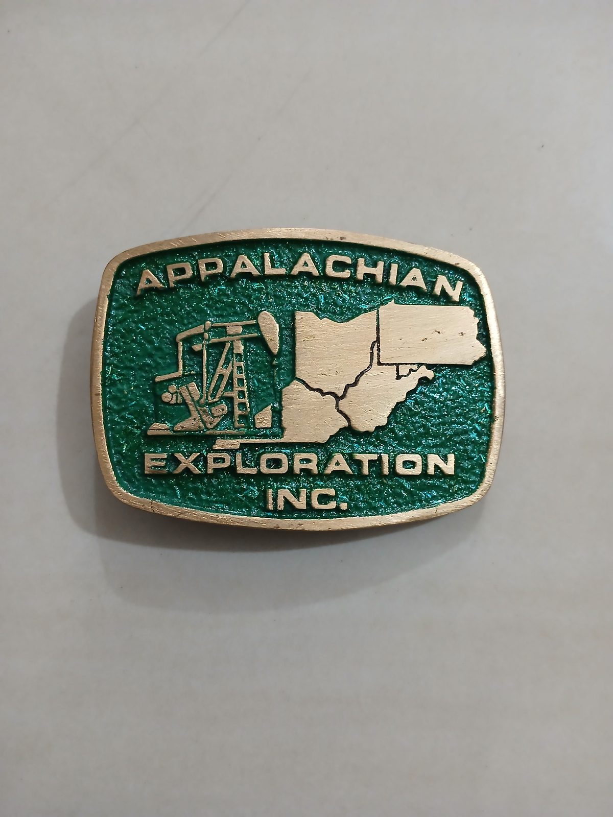 Appalachian Exploration Inc Vintage Belt Buckle – Front view Appalachian Exploration Inc vintage belt buckle – front view