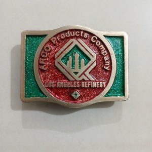 ARCO Los Angeles Refinery vintage belt buckle – front view