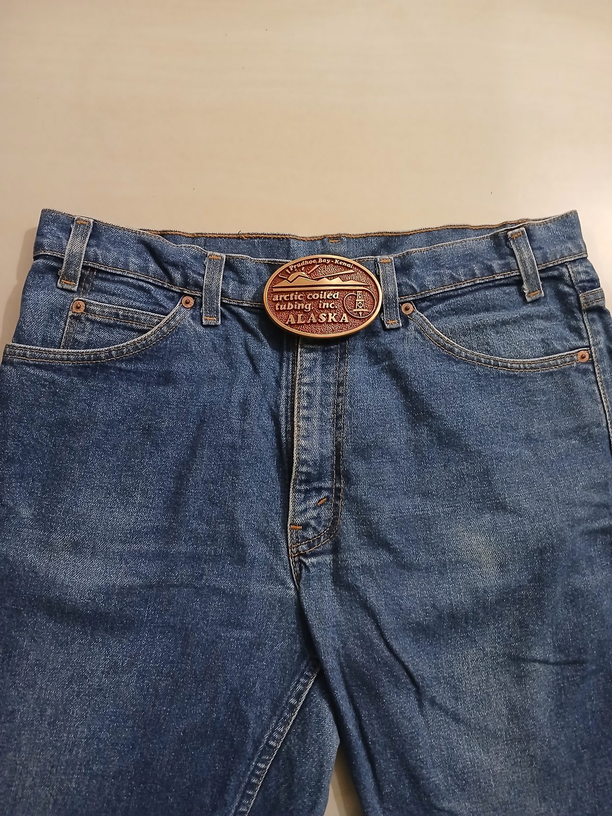 Arctic Coiled Tubing Inc Alaska Vintage Belt Buckle – Worn on belt with jeans Arctic Coiled Tubing Inc Alaska vintage belt buckle – worn on belt with jeans