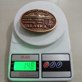 Arctic Coiled Tubing Inc Alaska vintage belt buckle – on scale showing weight