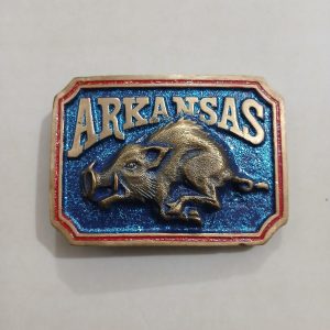Arkansas Razorback vintage belt buckle – front view