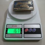 Atkinson 84-97 vintage belt buckle – on scale showing weight