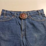 ATM Safety Award 80-81 vintage belt buckle – worn on belt with jeans