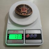 ATM Safety Award 80-81 vintage belt buckle – on scale showing weight