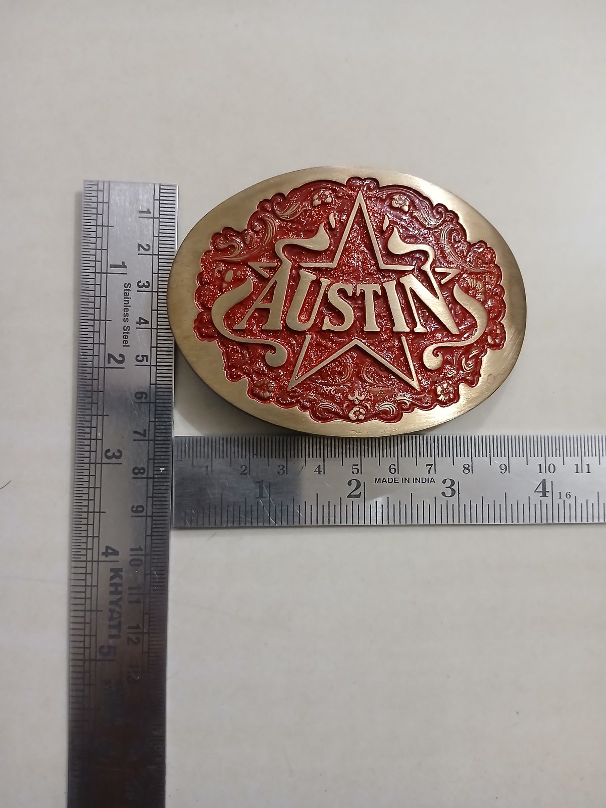 Austin Vintage Belt Buckle – With ruler for size Austin vintage belt buckle – with ruler for size