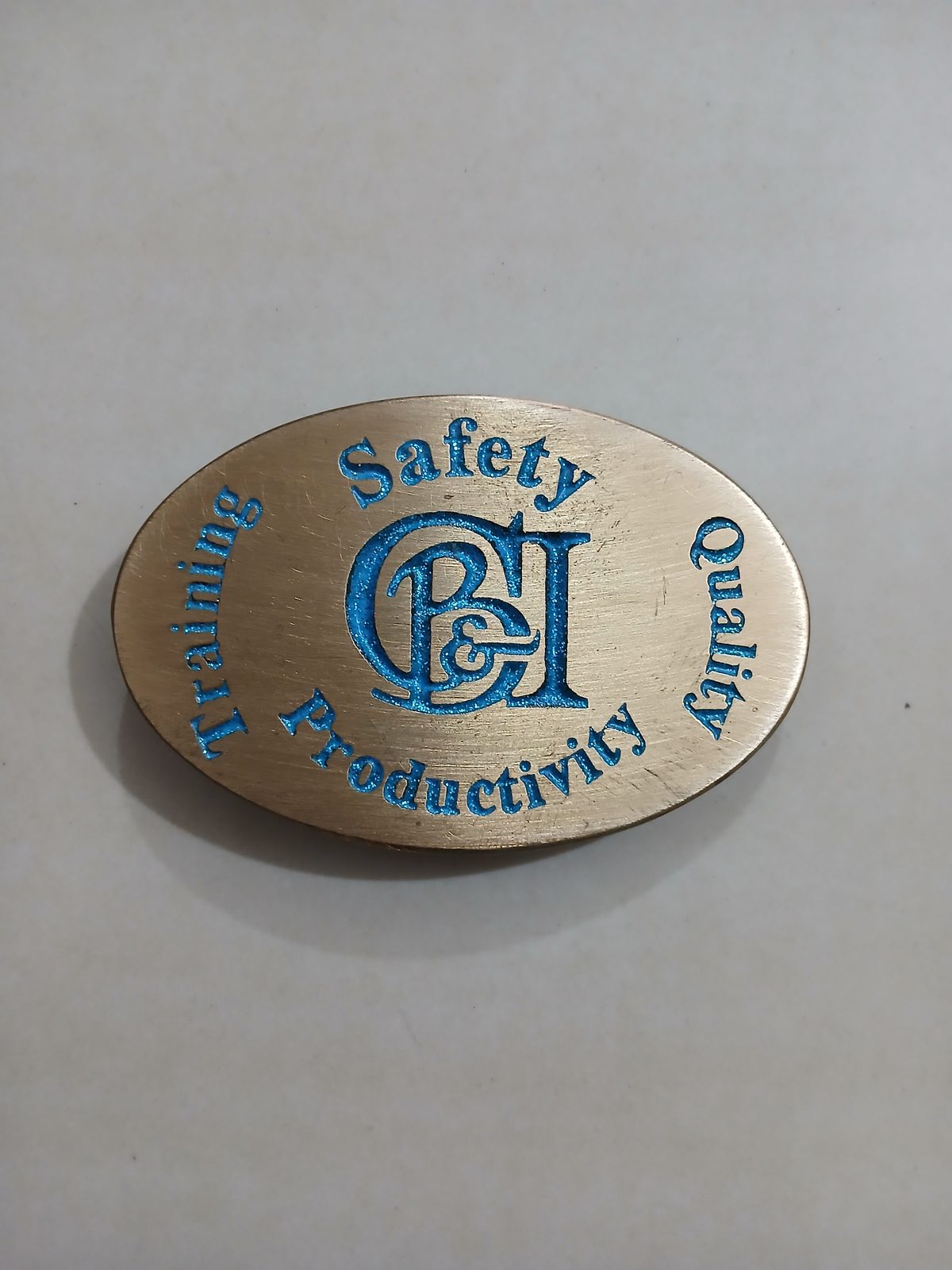 B&I Safety Training Quality Vintage Belt Buckle – Front view B&I Safety Training Quality vintage belt buckle – front view