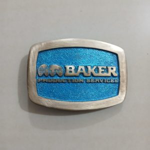 Baker Production Services vintage belt buckle – front view
