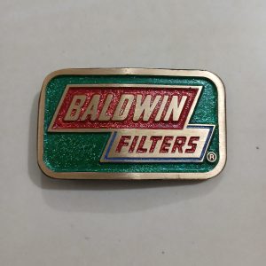 Baldwin Filters vintage belt buckle – front view