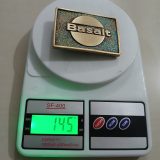 Basalt vintage belt buckle – on scale showing weight