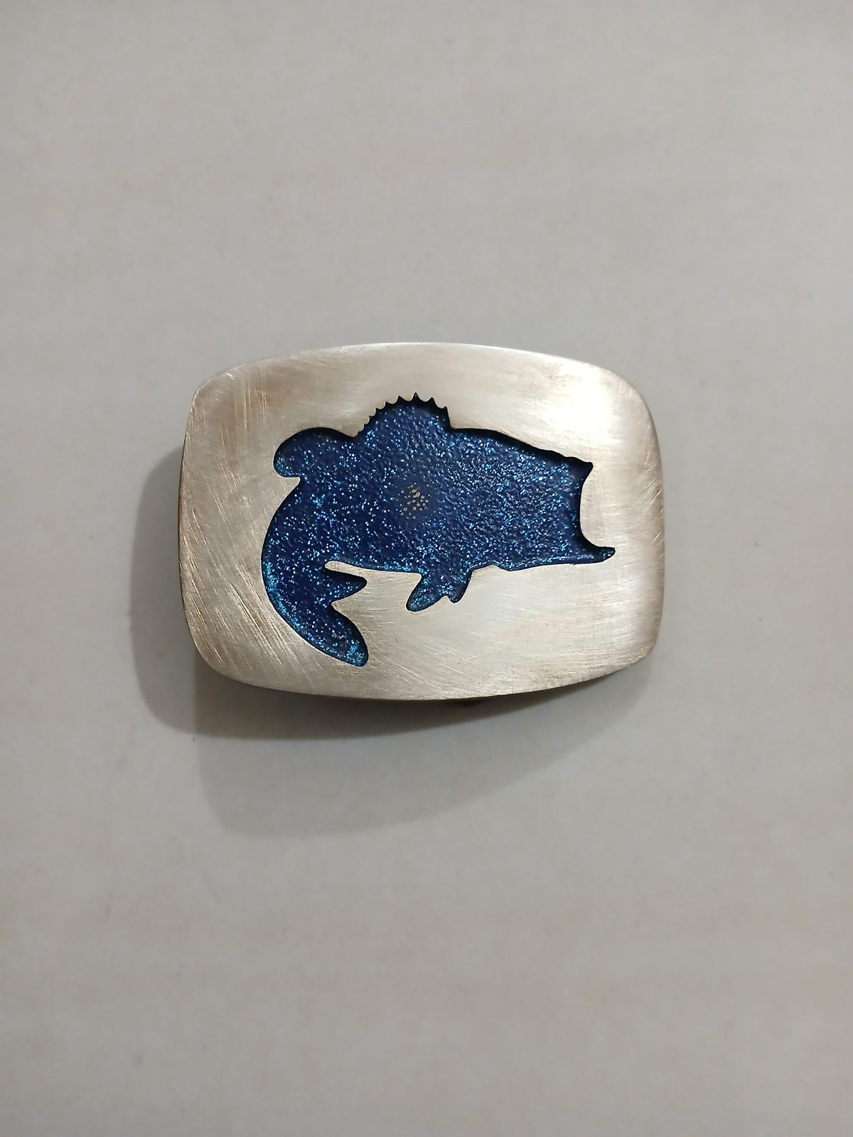 Bass Fish Cutout Vintage Belt Buckle – Front view Bass Fish Cutout vintage belt buckle – front view