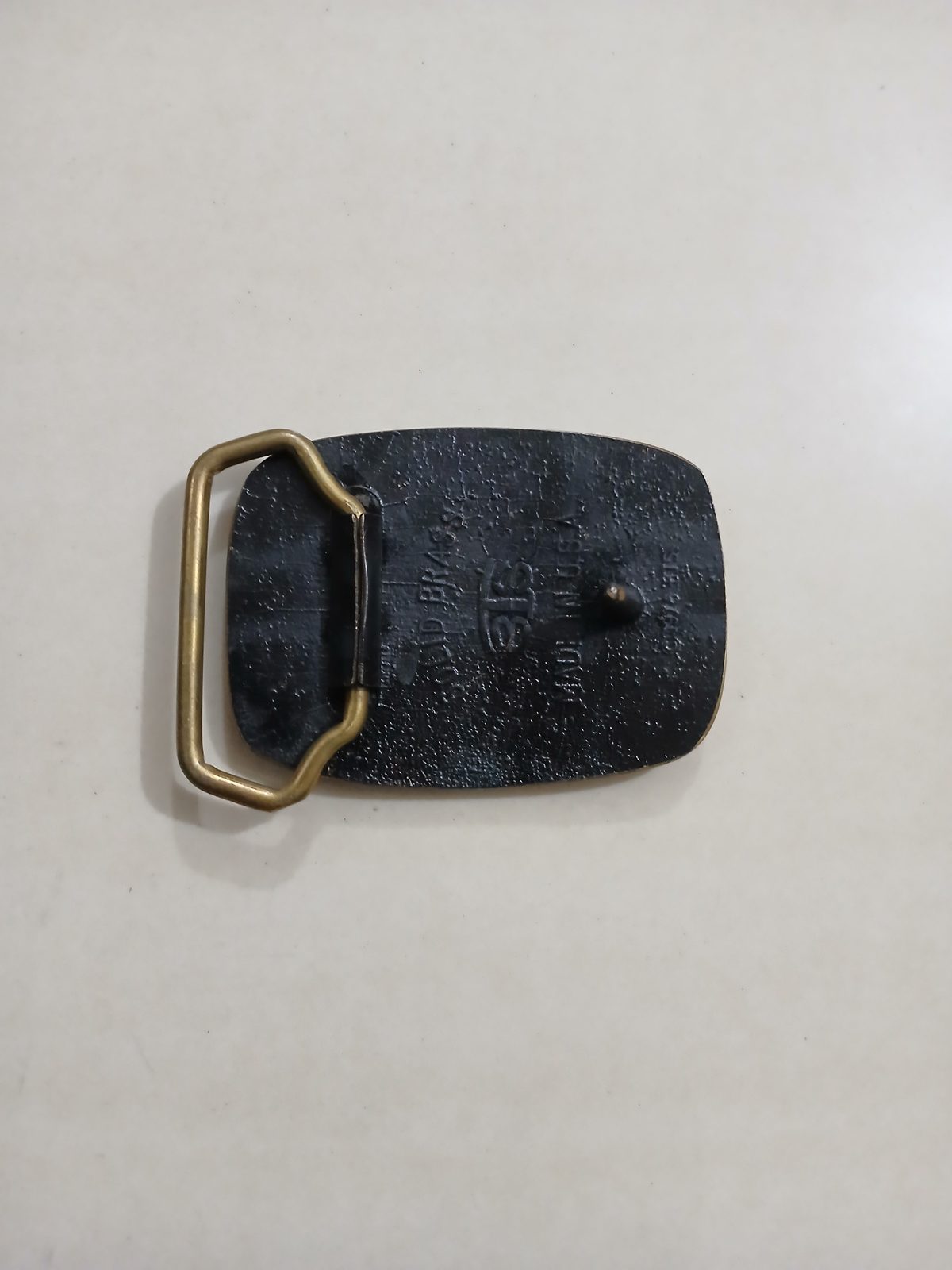 Bass Fish Cutout Vintage Belt Buckle – Back view Bass Fish Cutout vintage belt buckle – back view