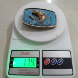 Bass Fish vintage belt buckle – on scale showing weight