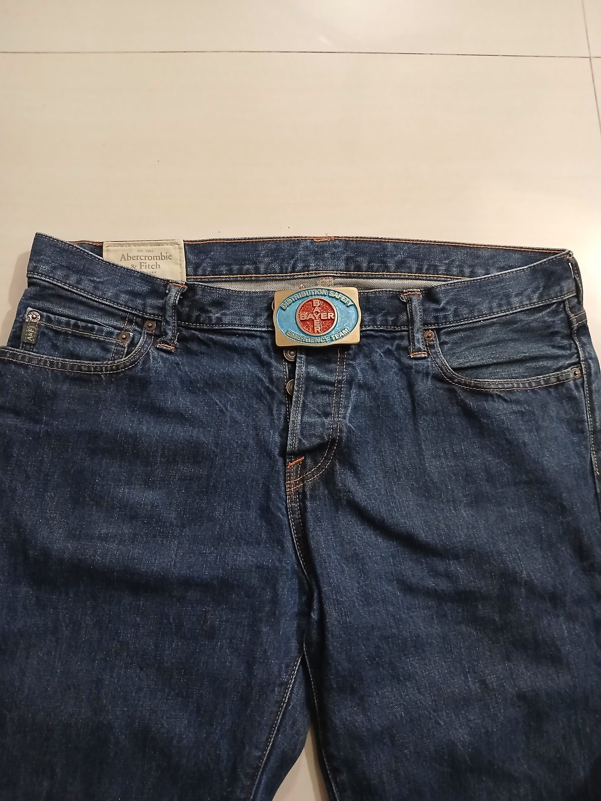 Bayer Emergency Team Vintage Belt Buckle – Worn on belt with jeans Bayer Emergency Team vintage belt buckle – worn on belt with jeans