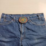Bear Fishing vintage belt buckle – worn on belt with jeans