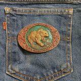 Bear Fishing vintage belt buckle – on jeans back pocket