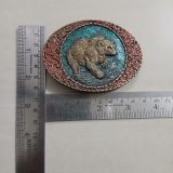 Bear Fishing vintage belt buckle – with ruler for size
