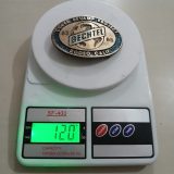 Bechtel Coker Project Rodeo Calif 83-85 vintage belt buckle – on scale showing weight