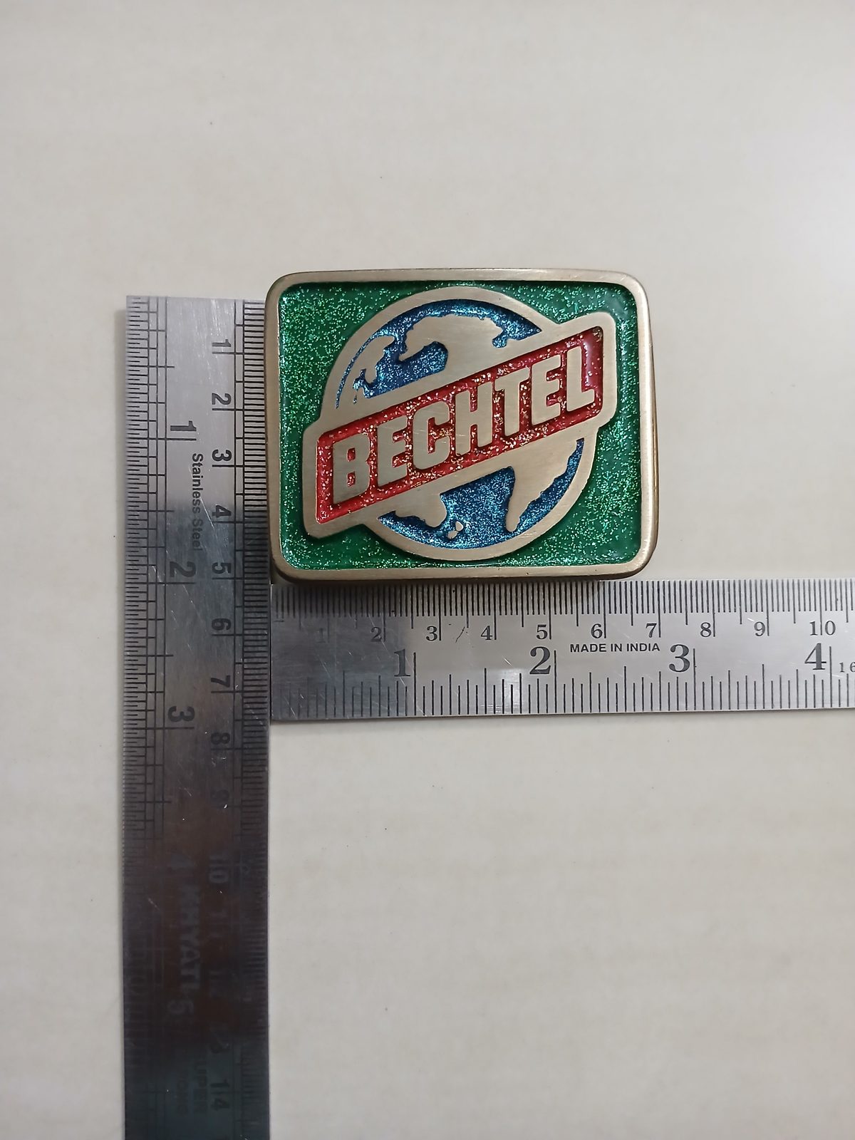 Bechtel Vintage Belt Buckle – With ruler for size Bechtel vintage belt buckle – with ruler for size