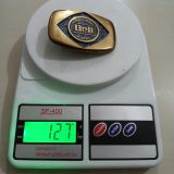 Bell Top Hand Award vintage belt buckle – on scale showing weight