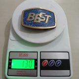 Best vintage belt buckle – on scale showing weight