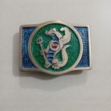 Beta Alligator Mascot vintage belt buckle – front view