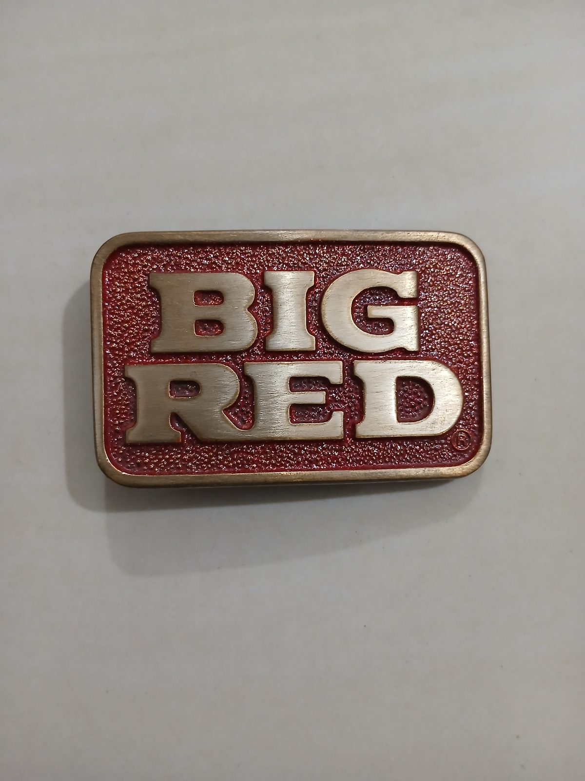 Big Red Vintage Belt Buckle – Front view Big Red vintage belt buckle – front view
