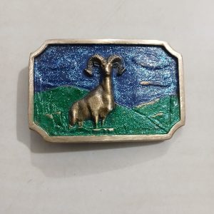 Bighorn Ram vintage belt buckle – front view