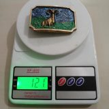 Bighorn Ram vintage belt buckle – on scale showing weight