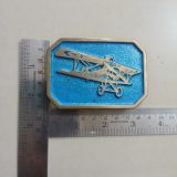 Biplane vintage belt buckle – with ruler for size