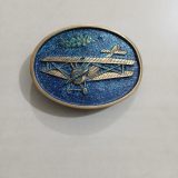 Biplane vintage belt buckle – front view