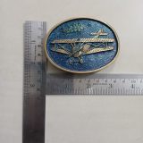 Biplane vintage belt buckle – with ruler for size