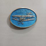 Biplane vintage belt buckle – front view
