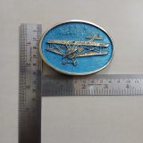 Biplane vintage belt buckle – with ruler for size